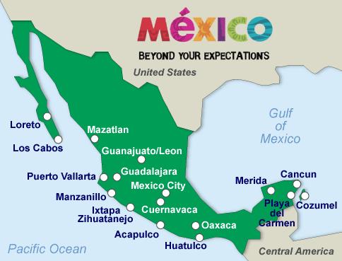 mexico honeymoon destination map